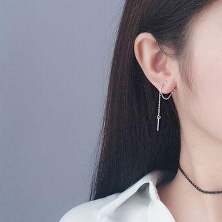 Bar Sterling Silver Dangle Earring 1 Pr - Silver - One Size
