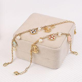 Faux Pearl Alloy Anchor Bracelet