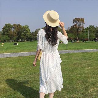 V-neck Dotted Shift Dress