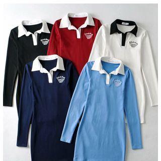 Long-sleeve Sheath Polo Dress