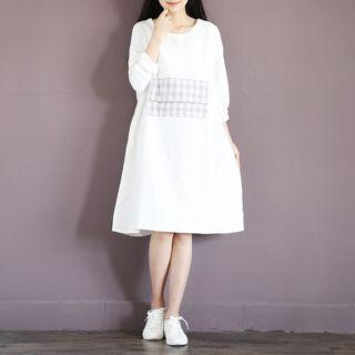 Long-sleeve Panel A-line Dress