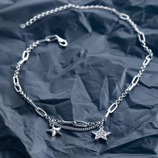 Star Layered Sterling Silver Necklace Silver - One Size