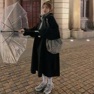 Double-breasted Loose-fit Fleece Coat