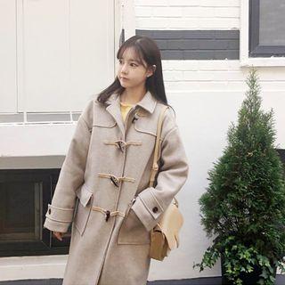 Wool Blend Duffle Coat Melange Beige - One Size