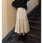 Ruffled Sweatshirt / Midi A-line Skirt