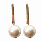 Faux Pearl Dangle Earring E026 - 1 Pair - Faux Pearl - Gold - One Size