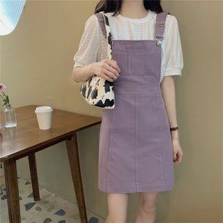 Balloon-sleeve Eyelet Lace Blouse / Jumper Dress