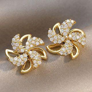 Rhinestone Windmill Earring Gold - One Size