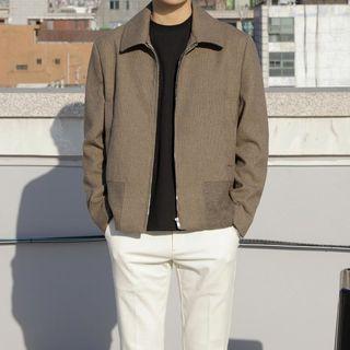 Collared Wool Blend Zip Jacket