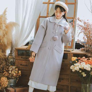 Pom Pom Single-breasted Coat