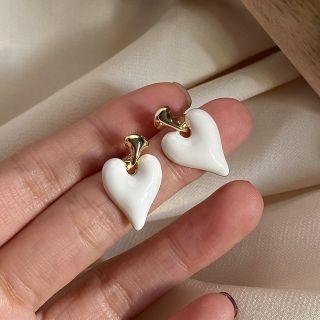 Heart Glaze Alloy Dangle Earring 1 Pair - Purple - One Size