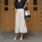 Dual-pocket Buttoned Long Skirt