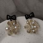 Sterling Silver Ribbon Drop Earring 1 Pair - B-587 - Black & Transparent - One Size