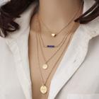 Alloy Coin & Bar Layered Necklace As Shown In Figure - One Size