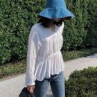 Long-sleeve V-neck Tiered Top