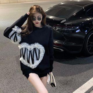 Mesh Trim Two-tone Sweatshirt
