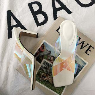 High-heel Crossed Lucite Mules