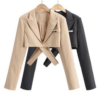Lettering Patch Cropped Blazer