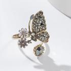 Rhinestone Butterfly Open Ring Coffee & Gold - One Size