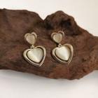 Cat Eye Stone Heart Dangle Earring 1 Pair - As Shown In Figure - One Size