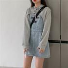 Long-sleeve Cropped Hoodie / Denim Jumper Dress