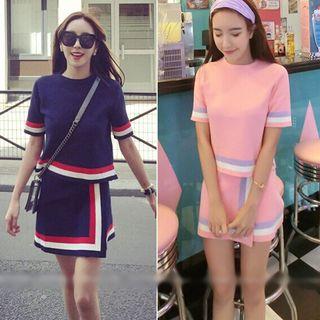 Two-piece Sweater Striped Midi Skirt