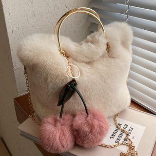 Top Handle Fluffy Crossbody Bag / Bag Charm / Set