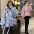 Cable-knit Panel Padded Coat