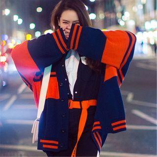 Striped Cardigan Blue & Tangerine - One Size