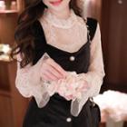 Bell-sleeve Lace See-through Top