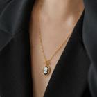 Embossed Pendant Stainless Steel Necklace Necklace - Gold - One Size