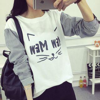 Striped Long-sleeve Printed T-shirt