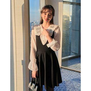 Dali Hotel Inset Lace Blouse Pinafore Dress