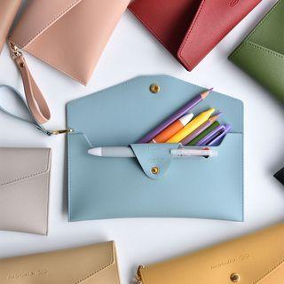 Envelope Faux-leather Pouch With Strap (s)