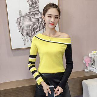 Color Panel Long-sleeve Knit Top