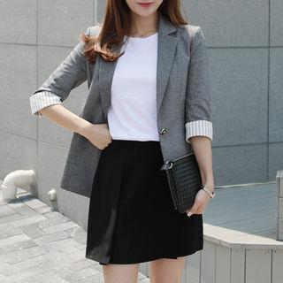 Stripe-cuff One-button Blazer