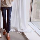Distressed Slit-side Boot-cut Jeans