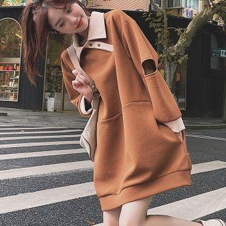 Contrast Collar Cutout Sweatshirt
