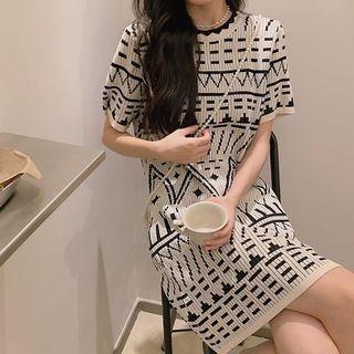Pattern Knit Mini A-line Dress