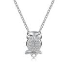 Left Right Accessory - 9k White Gold Owl Diamond Pendant On Necklace, 16 (0.18 Cttw)