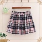Plaid Mini A-line Skirt Plaid - Pink - One Size