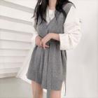 Plain Knit Long Vest / Long-sleeve Loose-fit T-shirt