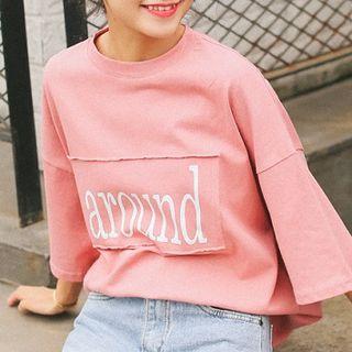 Lettering Printed Panel Loose-fit Top