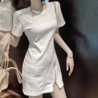 Short-sleeve Asymmetrical Zip T-shirt Dress