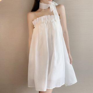 Strapless Ruffle Trim A-line Dress