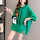 Elbow-sleeve Tag Patched Hoodie