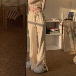 Side-slit Checkered Bootcut Pants