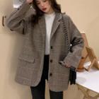 Plaid Button-up Coat Check - Gray - One Size