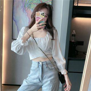 Runched Open-back Strap Shirt