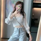 Runched Open-back Strap Shirt